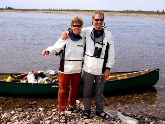 "My husband and I near the end of the trip- in our bug jackets"