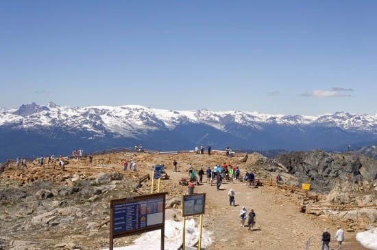 whsitler "Group of people at the lookout at Whistler Peak"