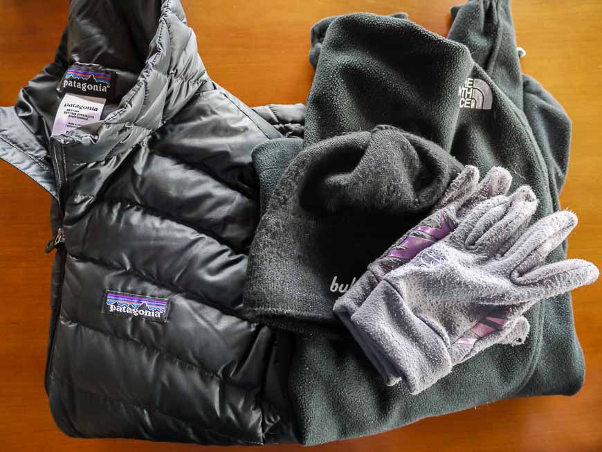 Cold weather clothing for a long distance walk