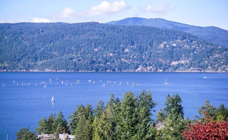 On the Sea to Sky Highway enjoy a view of Bowen Island from Horseshoe Bay