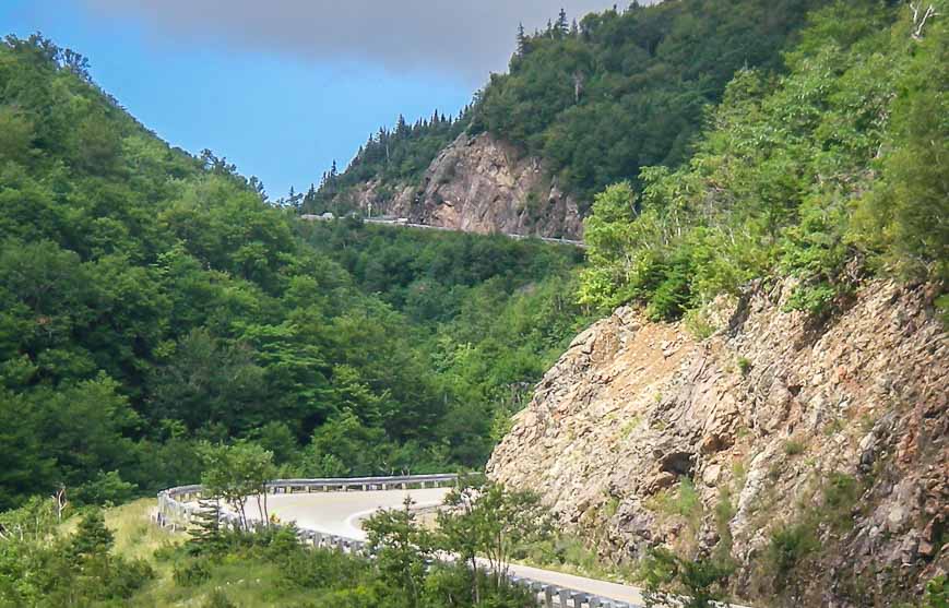 Switchbacks down from the high point in Cape Breton National Park