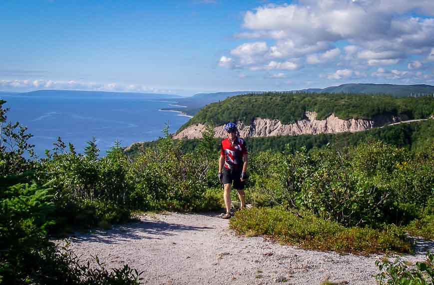 Checking out the hiking trails off the top of Cape Smokey