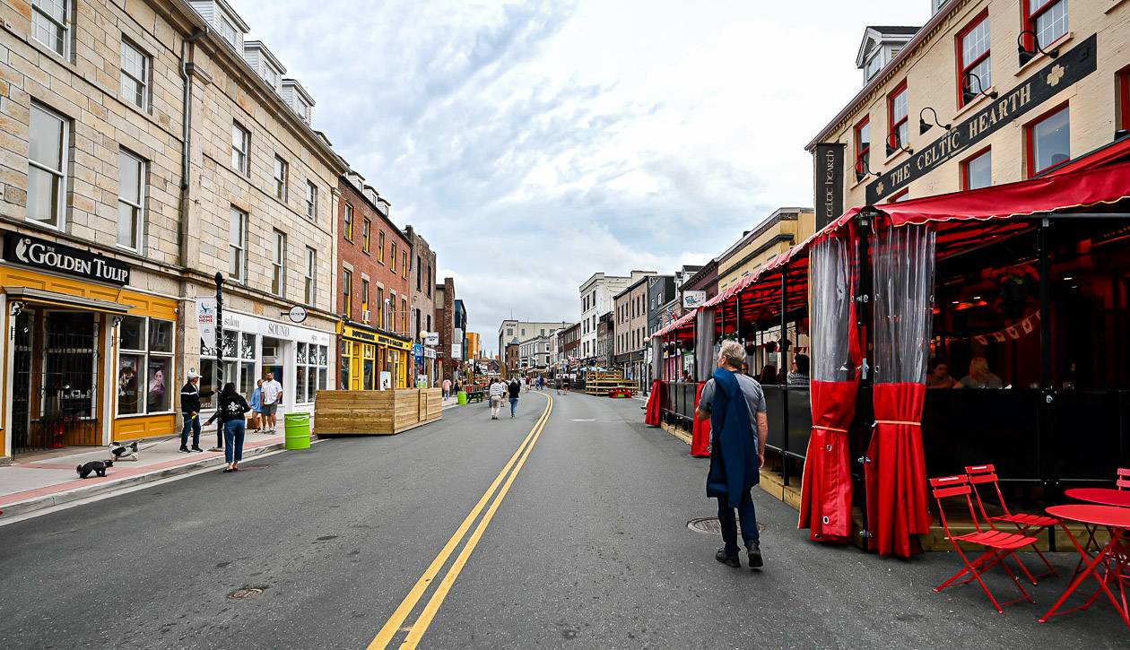 Walking pedestrian friendly Water Street (at least in summer 2022) - home to a lot of pubs