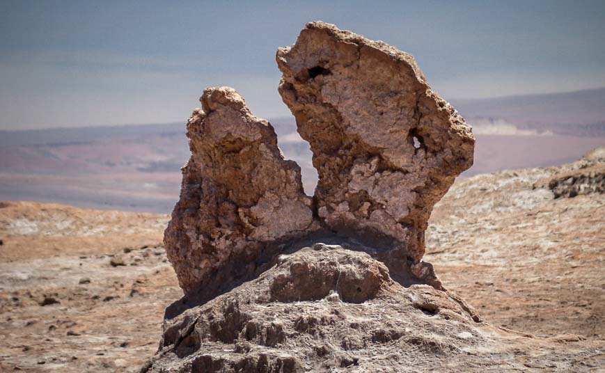 Eroded rocks in interesting shapes in the Moon Valley, Chile