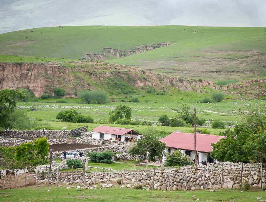 Lush, green countryside around Estancia de las Carreras