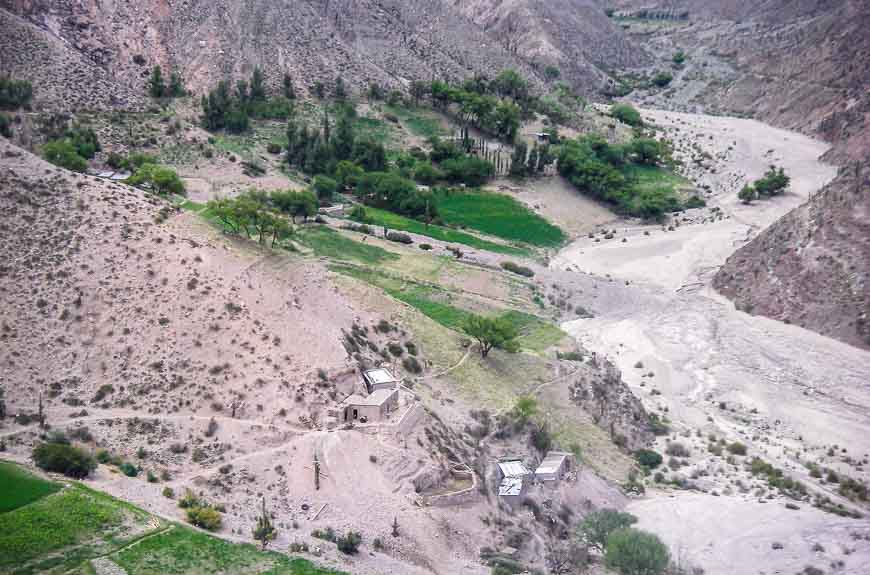 Village on the way down from our mountain crossing in Argentina