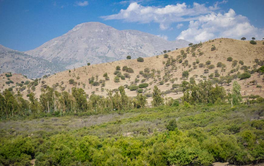 Greener landscape as you get close to Santiago seen on the Mendoza to Santiago bus