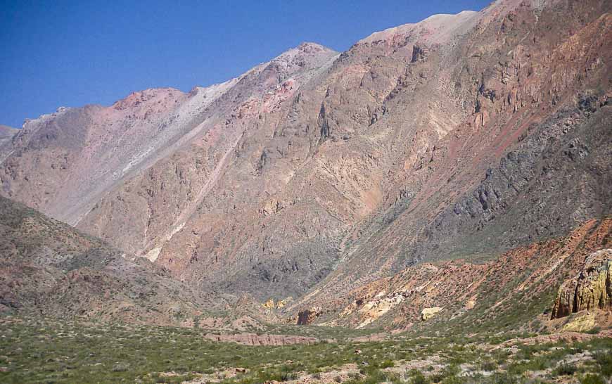 Interesting colours to the rock formations