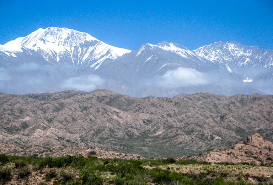 Mountain scenery seen on the Mendoza to Santiago bus