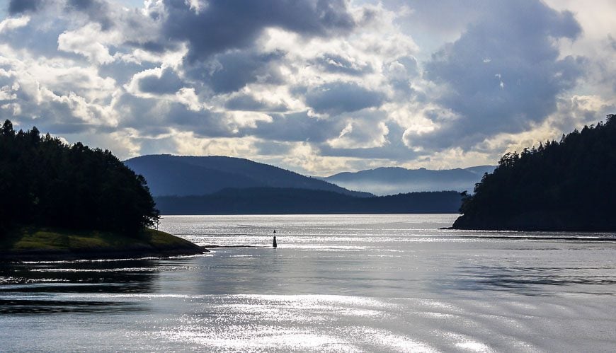 Going through the southern Gulf Islands in the late afternoon