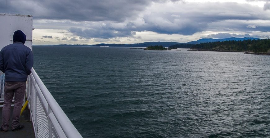 Out on deck admiring view of southern Gulf Islands