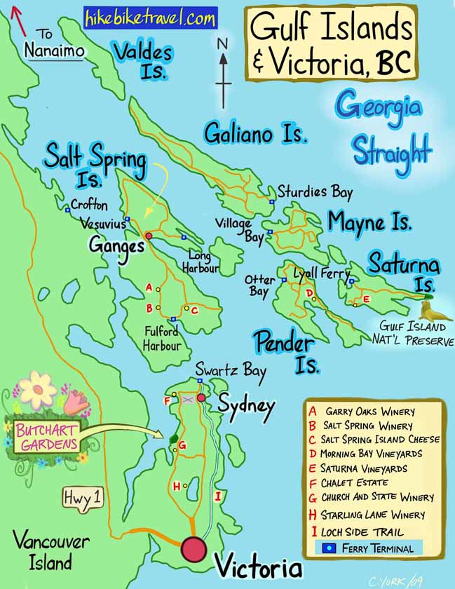 A map of the southern Gulf Islands