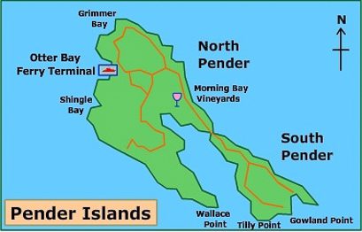 Pender Island map