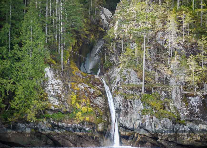 Go past many a waterfall on the Princess Louisa Inlet boat ride in