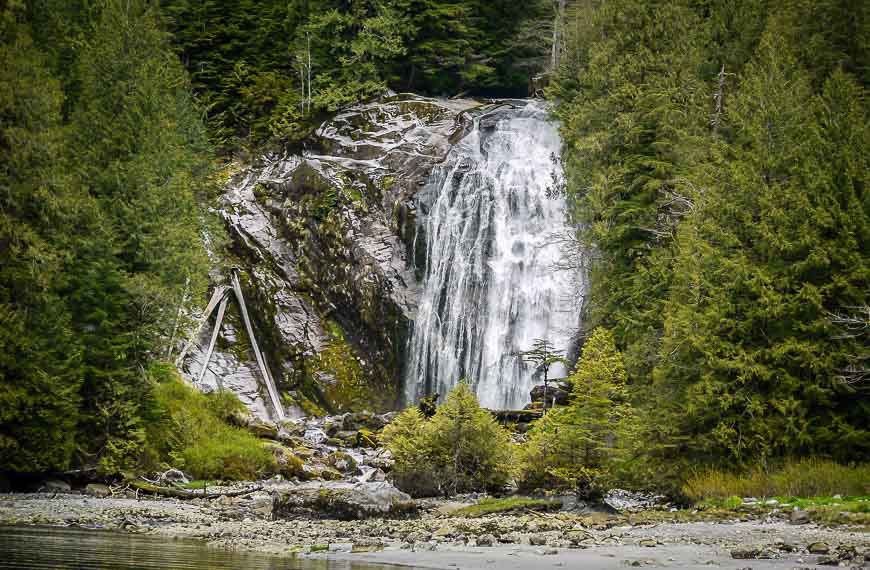 A view of Chatterbox Falls from the water