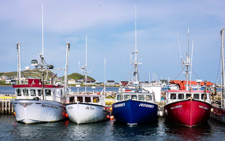 Boats moored on the Ile du Havre Aubert