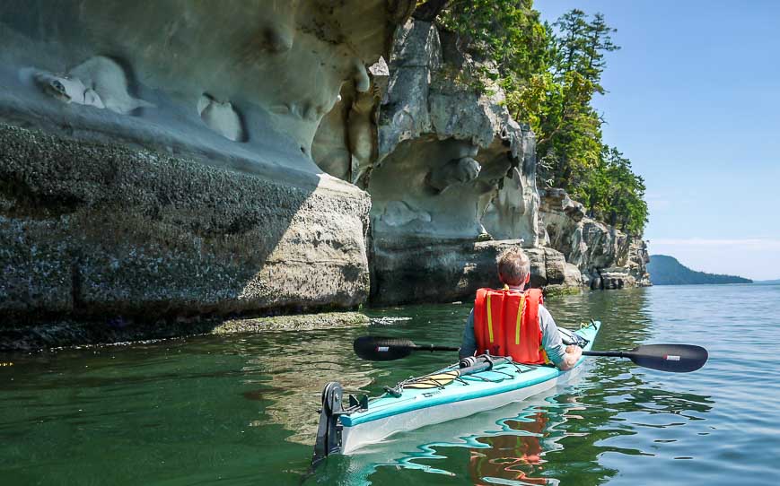 Kayaking to Valdes Island and looking up the coast