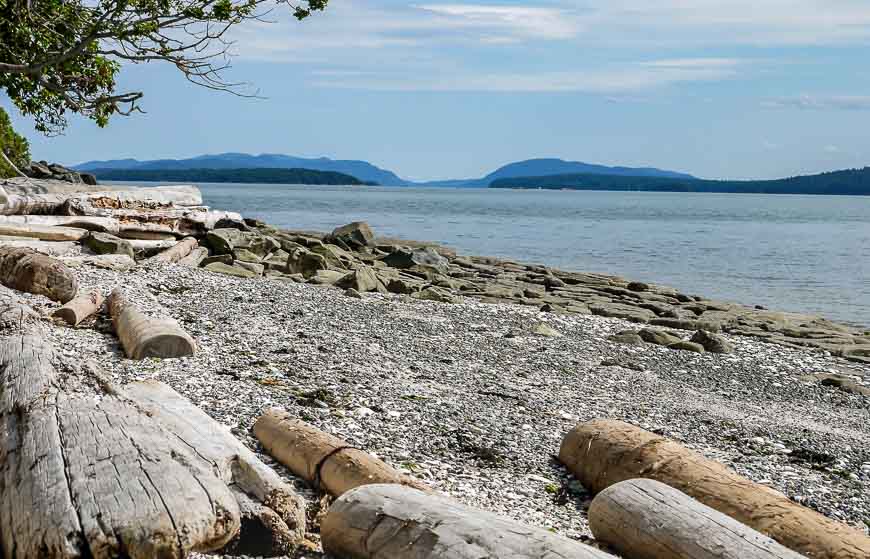 The view from our campsite looking south - at low tide after kayaking to Valdes Island