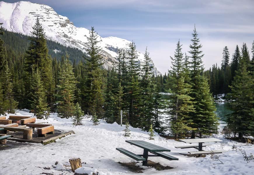 The campground at Lillian Lake in mid October