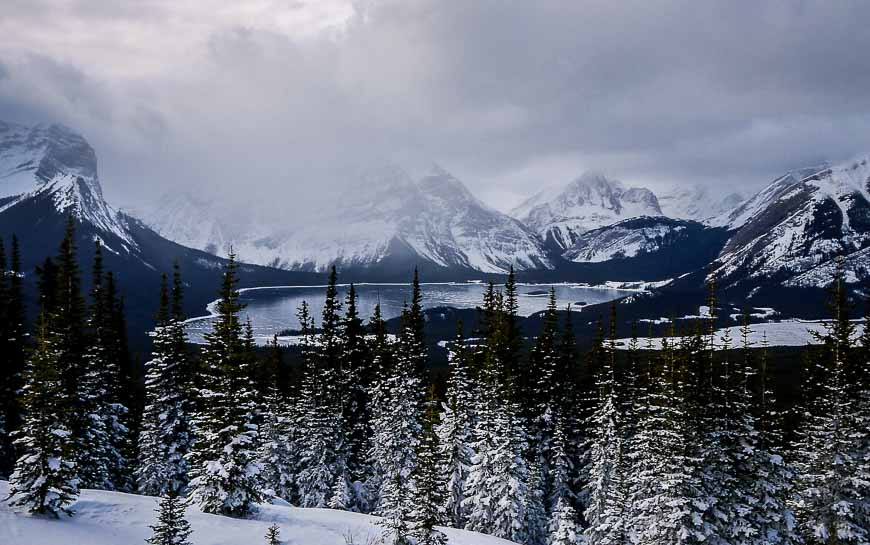 A view of Upper Kananaskis Lake accessed cross country skiing Peter Lougheed