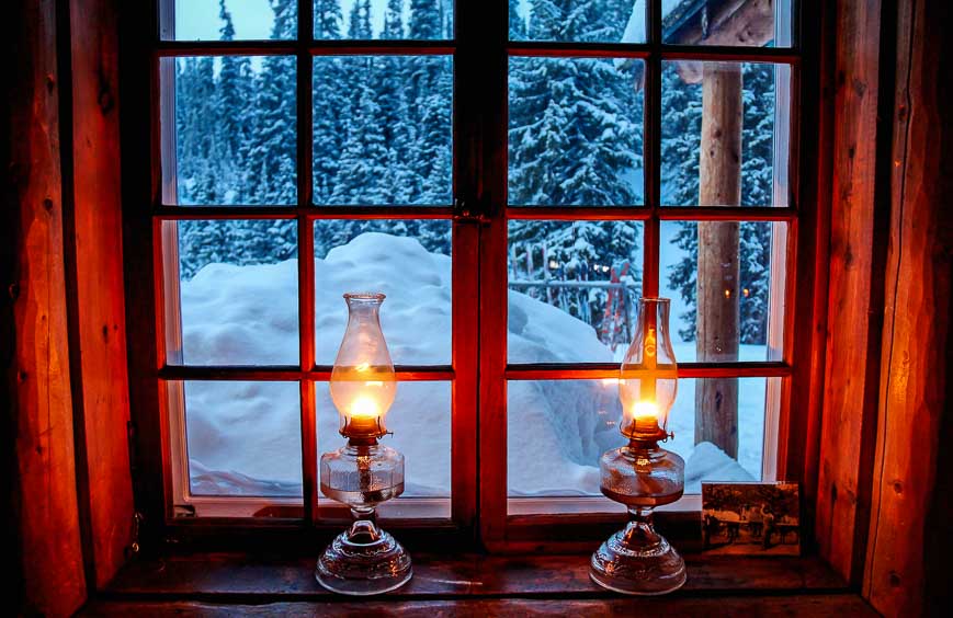 Lanterns add a warmth to the lodge