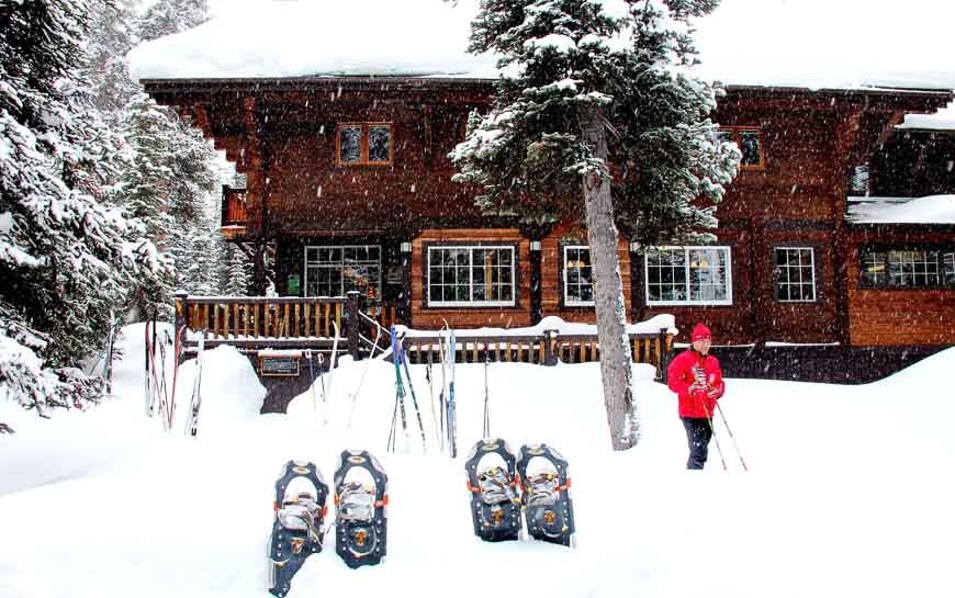 Lake Ohara Lodge on a snowy March day