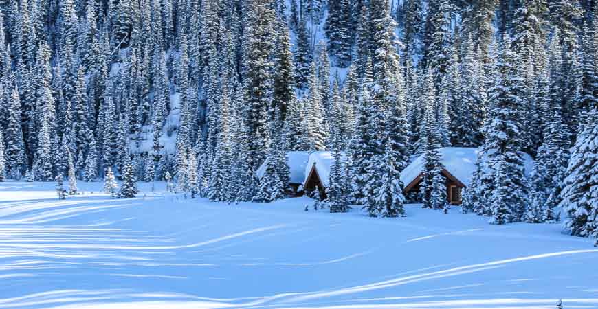 Lake OHara's lakeside cabins in a pristine mountain setting