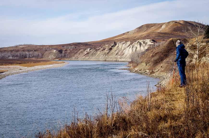 Looking west along the Bow River on a November hike