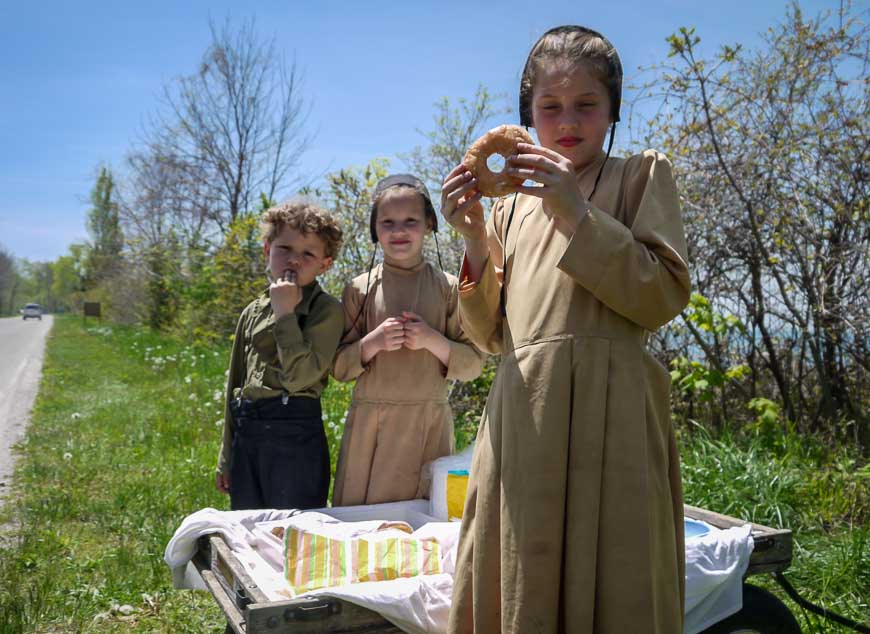 Mennonite kids selling their Mom's donuts