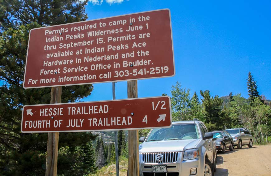 The parking lot gets ridiculously busy early in the day for the Devil's Thumb Bypass trail