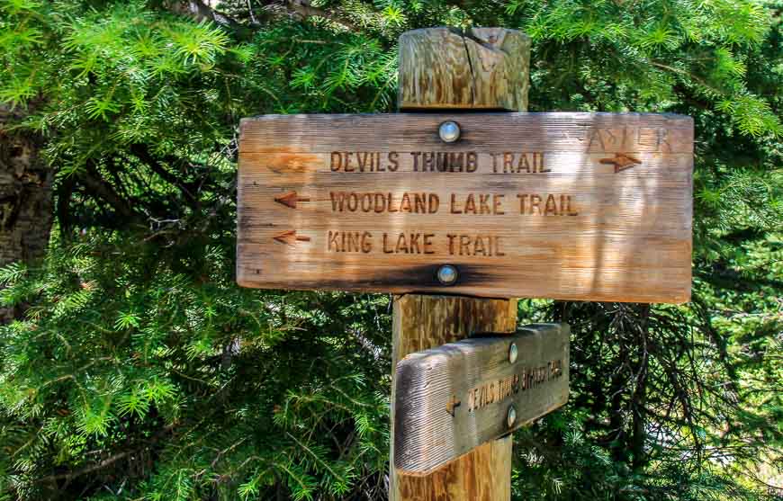 Excellent signage on the Devil's Thumb Trail