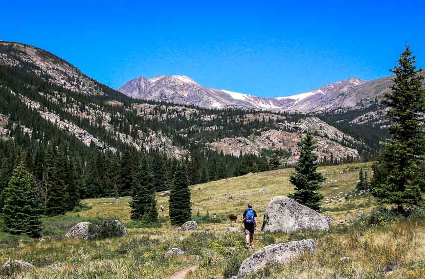 Heading towards Devil's Thumb Pass in the Indian Peaks Wilderness