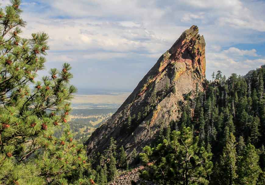 Boulder Flatirons hike with a back view of the third Flatiron
