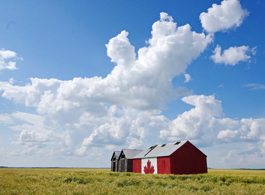 You can't miss the Canadian flag on the barn on a drive up to the Peace River