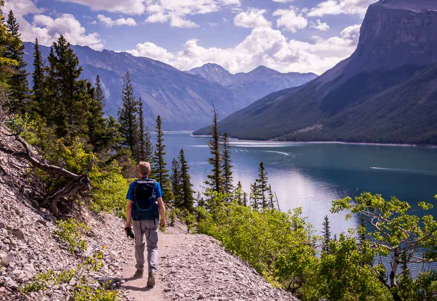 Really pretty hiking on a sunny day by Lake Minnewanka