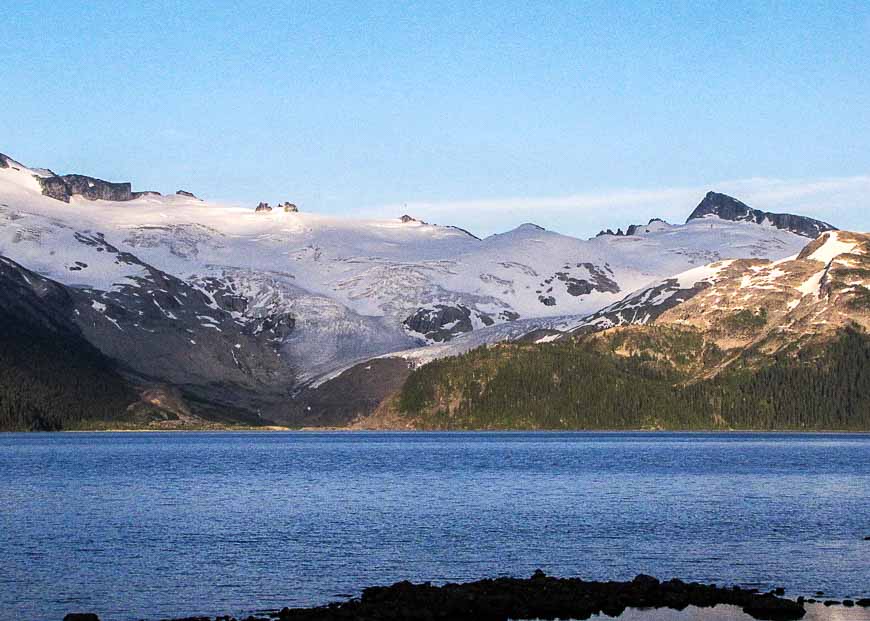 The view from Garibaldi Lake at sunset