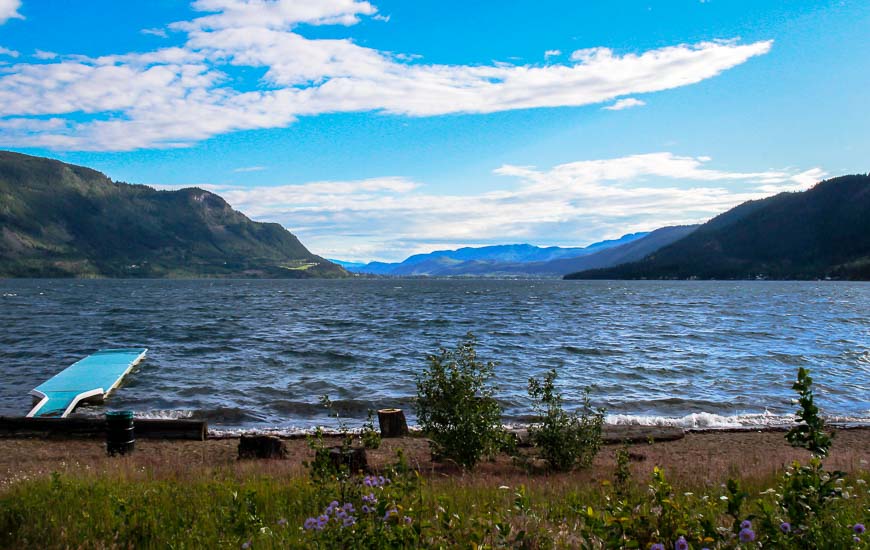 Looking out at Little Shuswap Lake from Quaaout Lodge & Spa