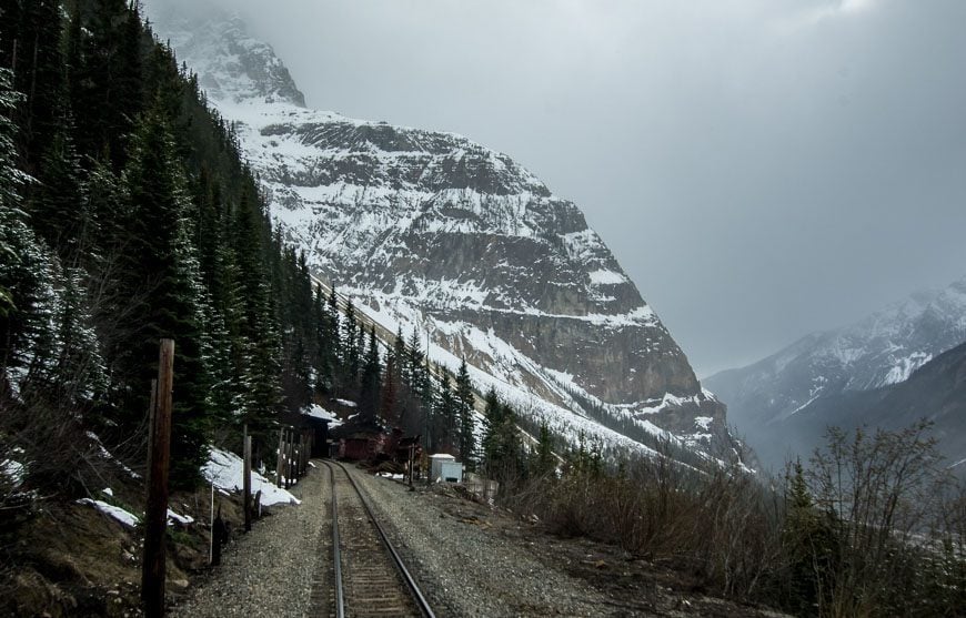 Coming out of one of the Spiral Tunnels on the Rocky Mountaineer