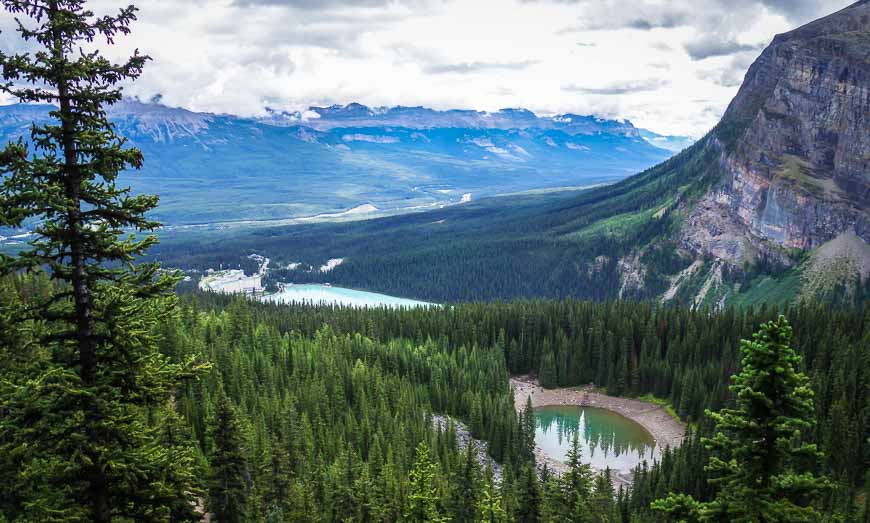 Go a little above the Lake Agnes Tea House trail for this view