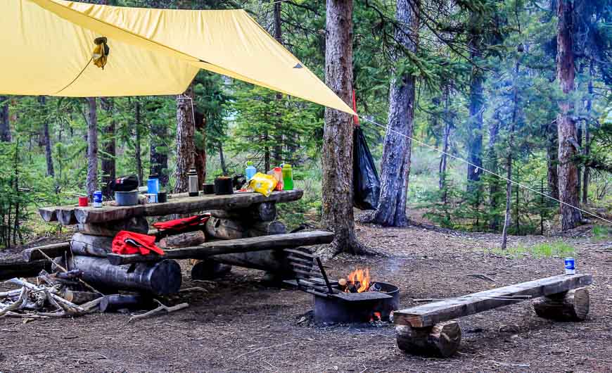 Nice to be able to have a fire at the Coronet Creek Campground at the end of Maligne Lake