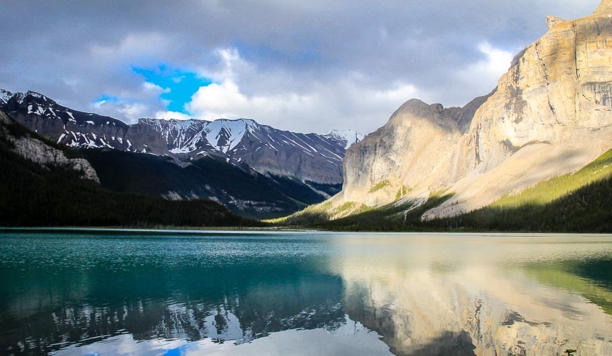 The view from Coronet Creek Campground – at the far end of Maligne Lake