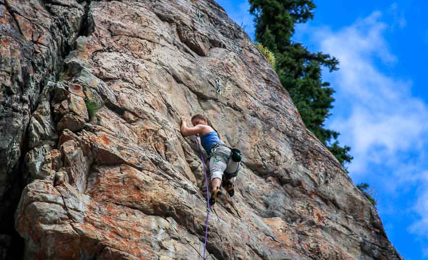 At the end of Lake Louise you'll find rock climbers