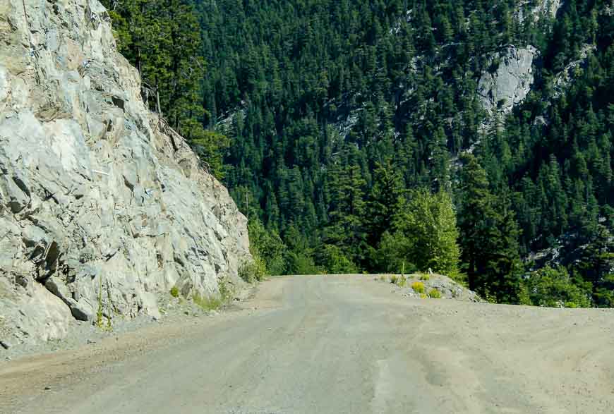 Narrow roads on the road to Bella Coola