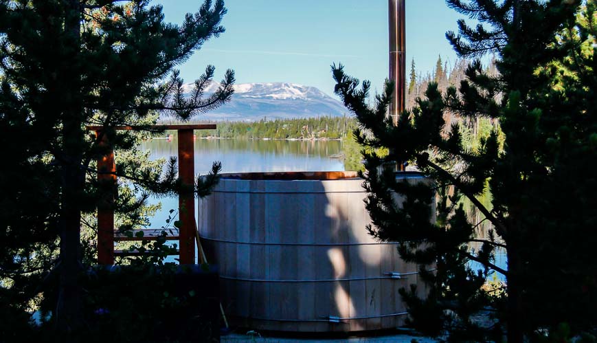 A wood fired hot tub with a view at Atnarko Lodge