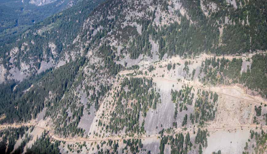 Closer view of the steep section of Highway 20