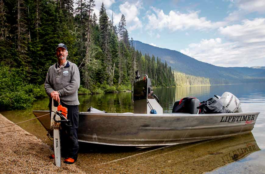 The park ranger is the only one who has a motorized boat