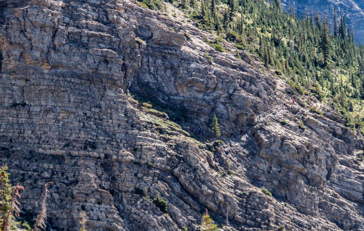 Looking across to the chain section after the tunnel on the Crypt Lake hike