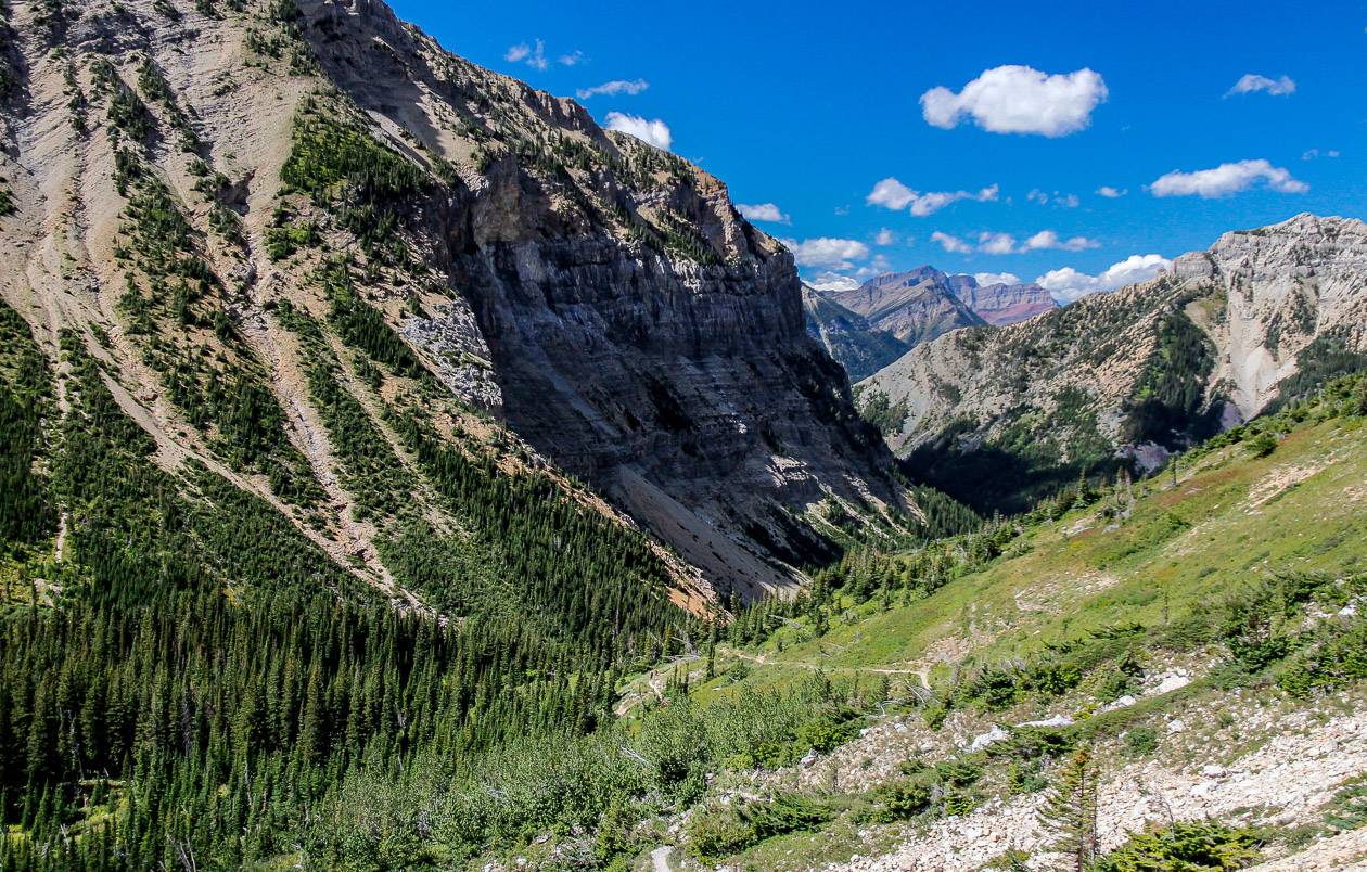 We had the Crypt Lake trail to ourselves on the return as we'd got ahead of the crowd