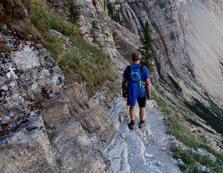 The Crypt Lake trail immediately after exiting the tunnel