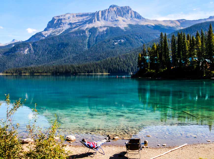 You might be more inclined to lounge beside Emerald Lake when you see this guy